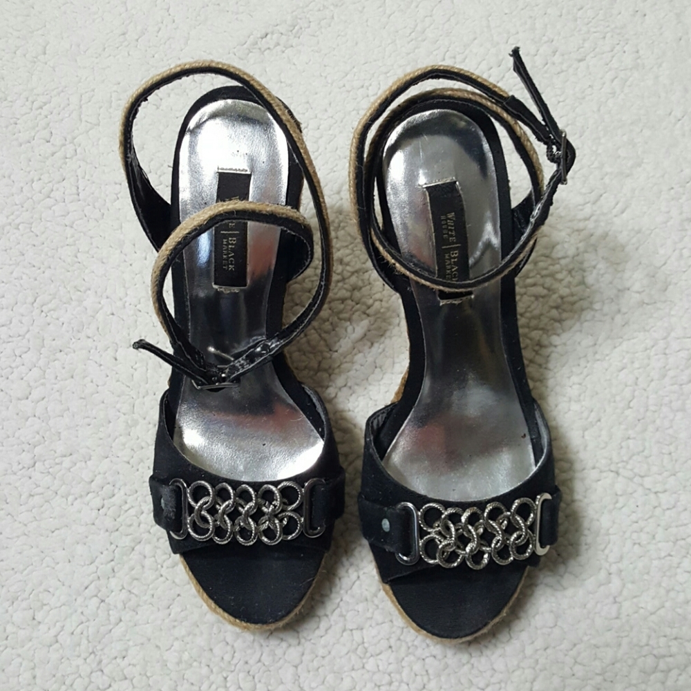 WhiteHouse BlackMarket  Ankle Wrap Jute Wedge sz6